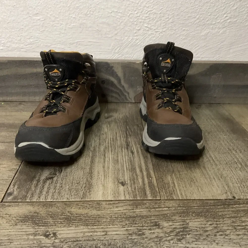 SIZE 1 PACIFIC MOUNTAIN KINGSTON JR HIKING BOOT WATERPROOF CHOCOLATE/ORANGE BOY